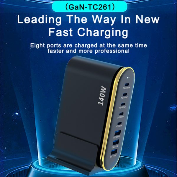 140W Multi Charger Station Fast Charging 8 Ports Multi Port Usb Charger for Laptop and Other Mobile Device