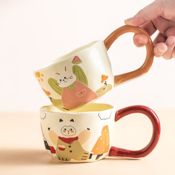 Cartoon Bear Print Ceramic Mug with Brown Handle - Image 3
