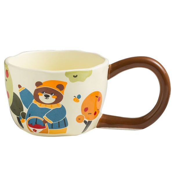 Cartoon Bear Print Ceramic Mug with Brown Handle