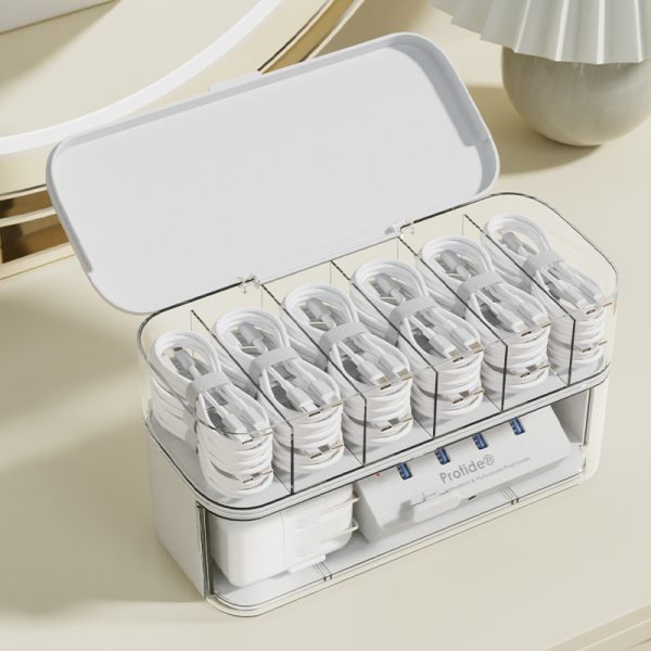Plastic Desktop Storage Box Stackable Phone Charger Data Cable Organizer - Image 3