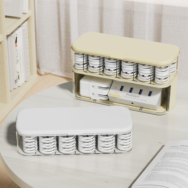 Plastic Desktop Storage Box Stackable Phone Charger Data Cable Organizer - Image 2