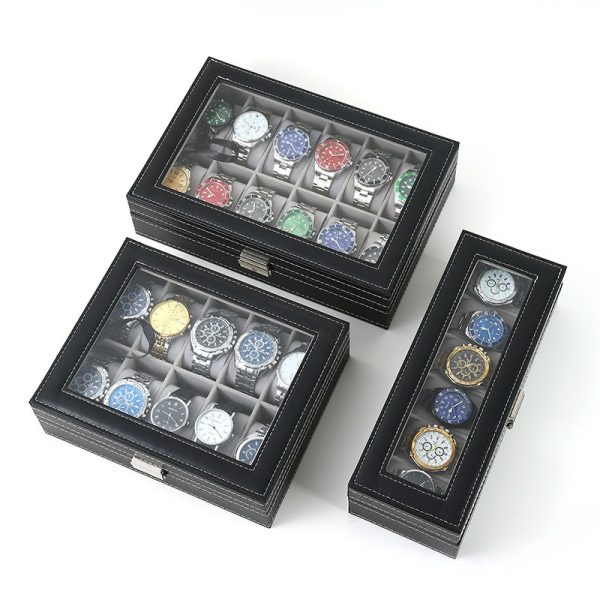 12 Slots Large Men's Watch Box Organizer PU Leather Display Case Holder - Image 4