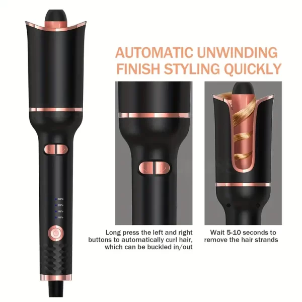 Automatic Hair Curling Device With a Rotating Barrel, Adjustable Temperature Settings And Timer - Image 4