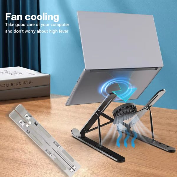 Folding Laptop Stand 18inch High Quality Metal Stable Computer Stand with Usb Cooling Adjustable  Fan - Image 4