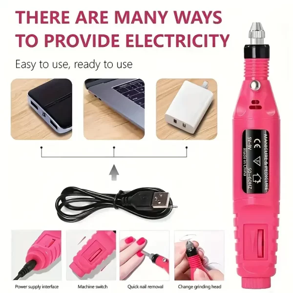 High-Power Nail Drill Set, USB Rechargeable Tool Kit - Image 4