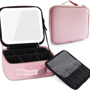Female Cosmetic case Bag with LED Light Mirror