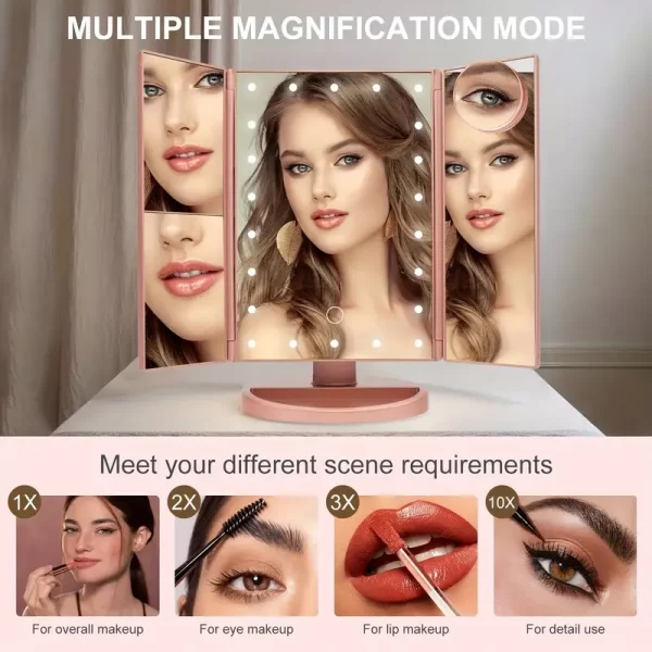 Makeup Mirror with LED Lighting - Adjustable - Image 2