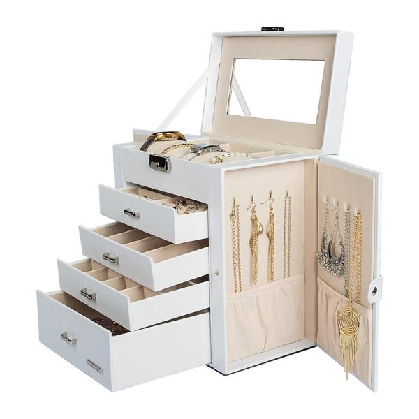 Leather Watch Case Jewelry Box Mirrored Watch Organizer - Image 2