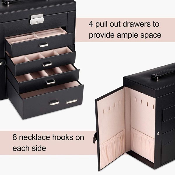 Leather Watch Case Jewelry Box Mirrored Watch Organizer - Image 4